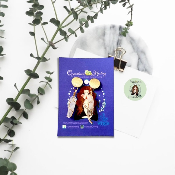 Wire-Wrapped Crystal Points Birthstone Earrings - Picture 7 of 7